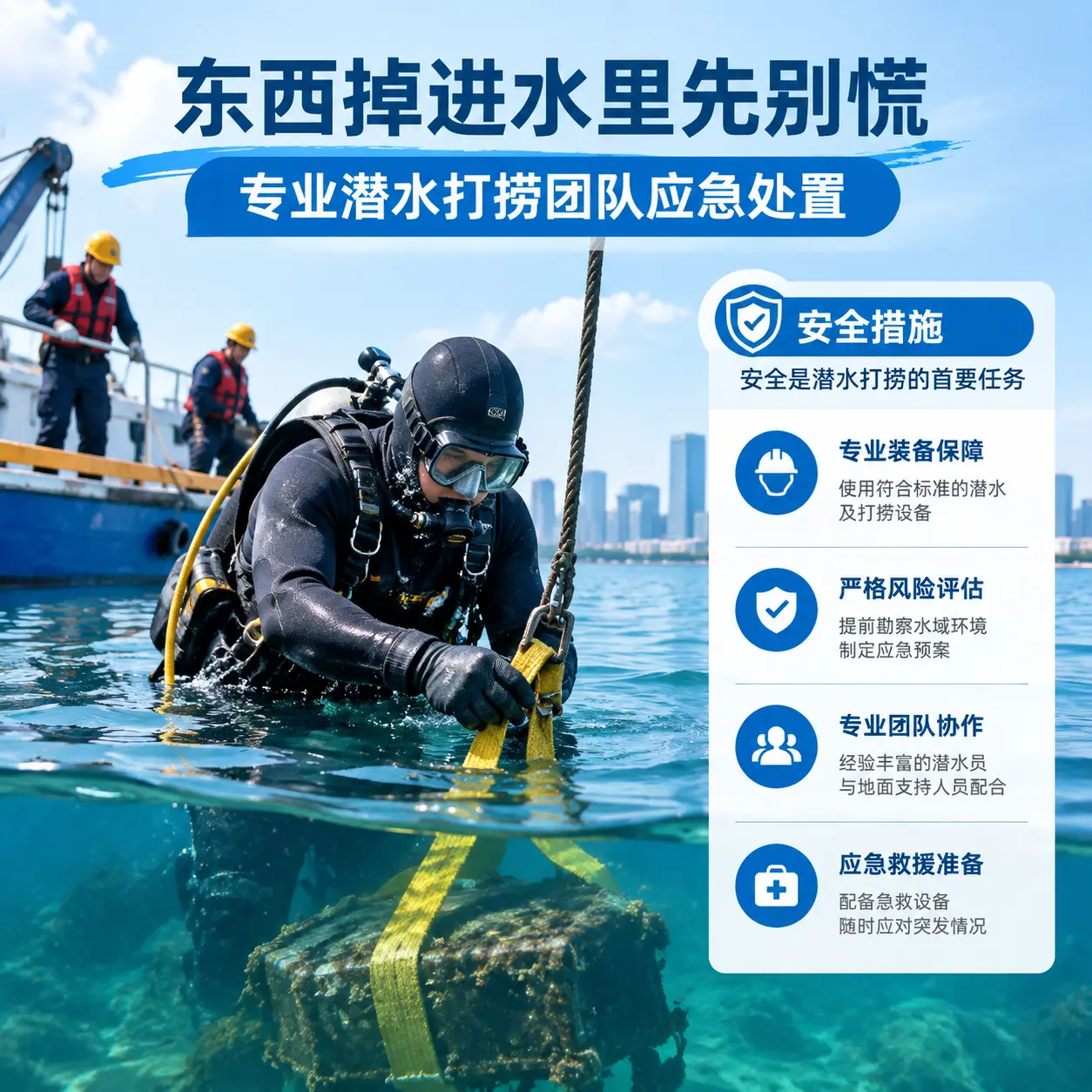 乐东东西掉进水里先别慌,专业潜水打捞团队应急处置