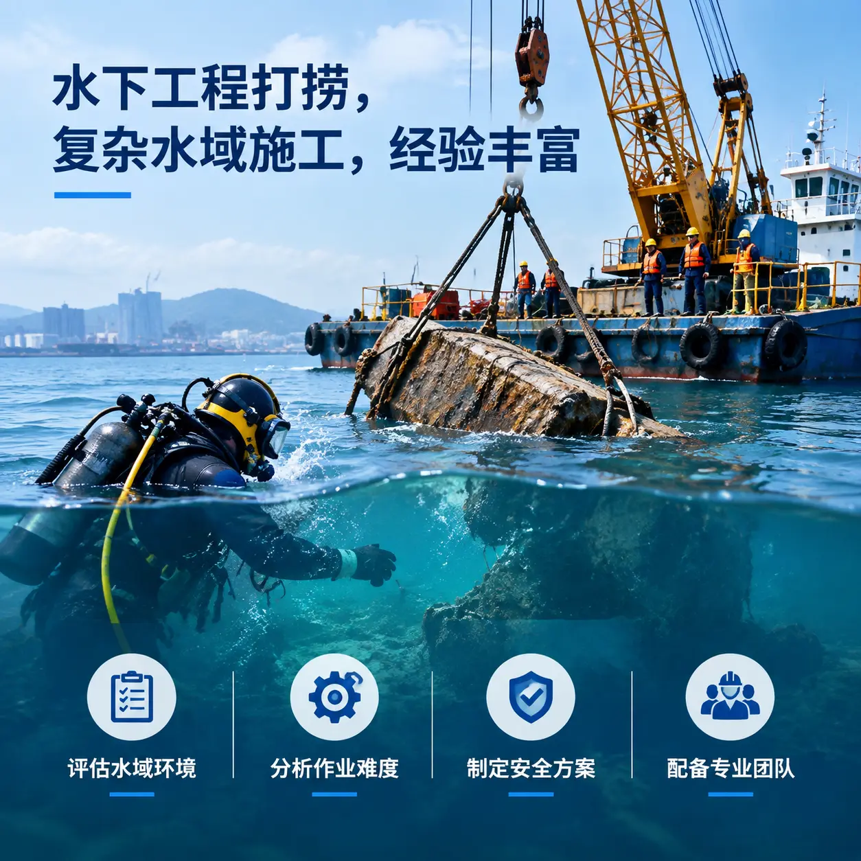 水下工程打捞,复杂水域施工,经验丰富乐东